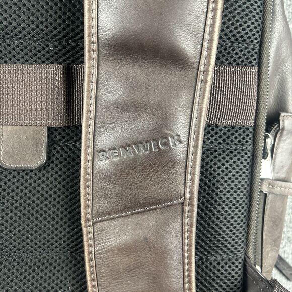 Renwick Genuine Leather RFID Laptop Backpack Brown Travel Business Bag 15” - Picture 4 of 8